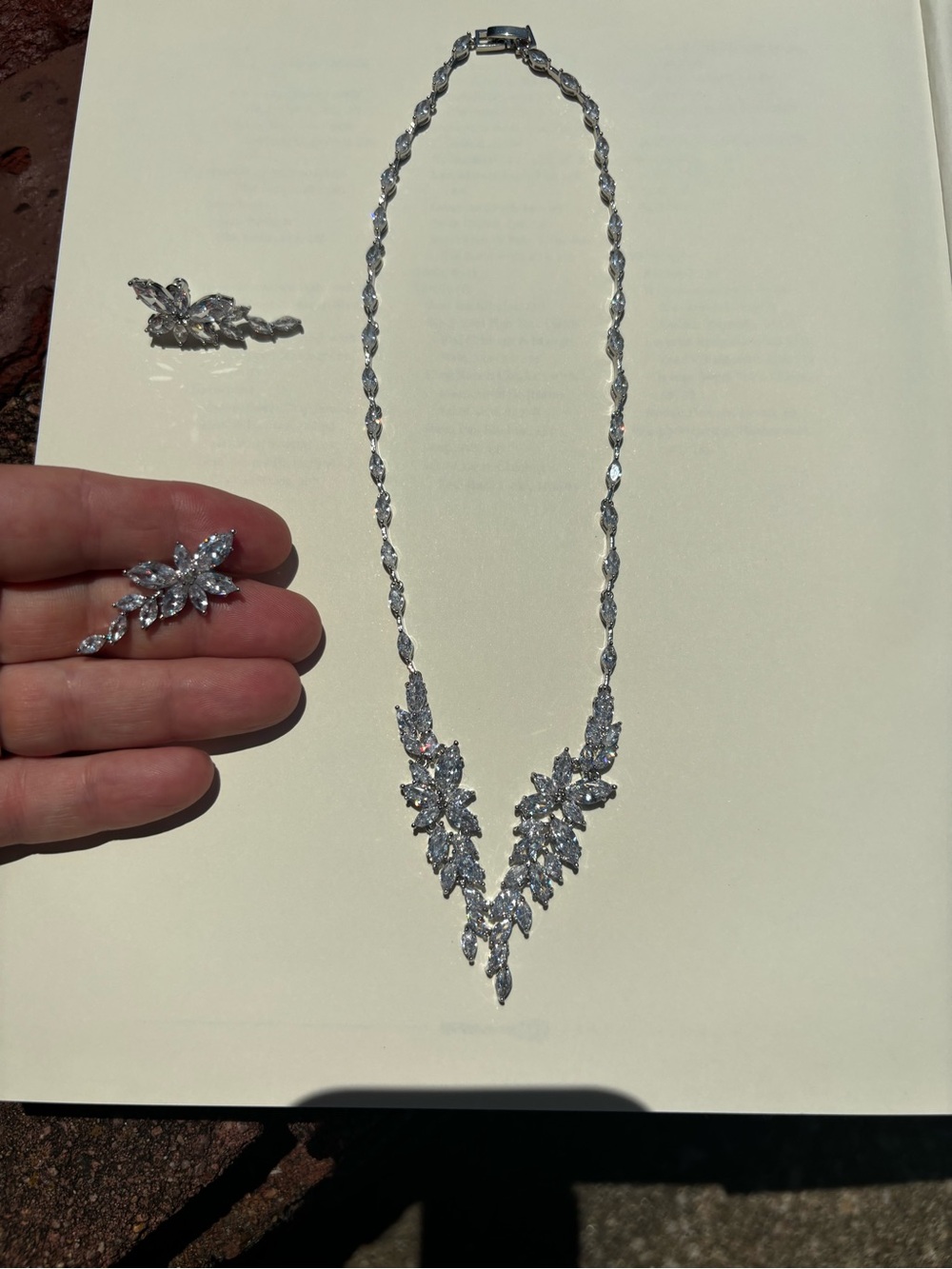 Elegant Marquise Necklace and Earring Set
